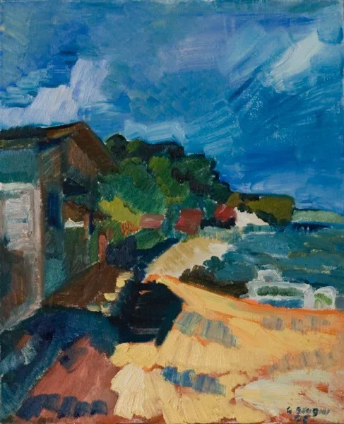 n4-1995-07-05-Huile-toile-545x445mm-Village-pecheur-Le-Canon-1